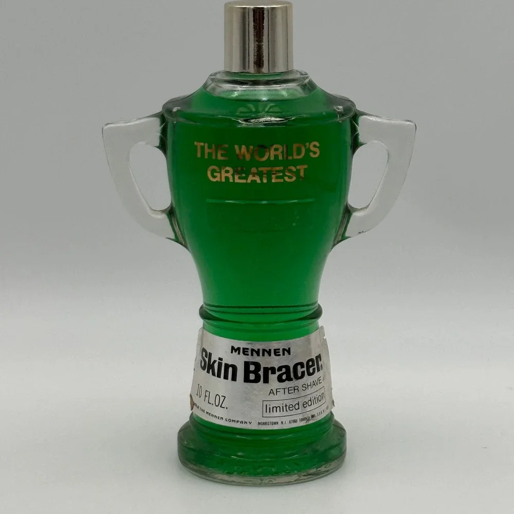 Vtg Mennen Skin Bracer After Shave Trophy Decanter Worlds Greatest 10oz Glass